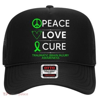 Green Ribbon Peace Cure Traumatic Brain Injury Awareness Hat