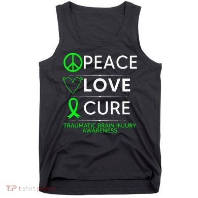 Green Ribbon Peace Cure Traumatic Brain Injury Awareness Tank Top
