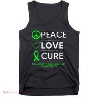 Green Ribbon Peace Cure Traumatic Brain Injury Awareness Tank Top thumb 0