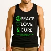 Green Ribbon Peace Cure Traumatic Brain Injury Awareness Tank Top thumb 3