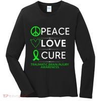 Green Ribbon Peace Cure Traumatic Brain Injury Awareness Women's Long Sleeve Shirt thumb 0