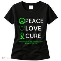 Green Ribbon Peace Cure Traumatic Brain Injury Awareness Women's T-Shirt thumb 0