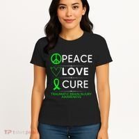 Green Ribbon Peace Cure Traumatic Brain Injury Awareness Women's T-Shirt thumb 4