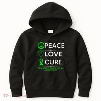 Green Ribbon Peace Cure Traumatic Brain Injury Awareness Kids Hoodie thumb 0