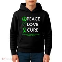 Green Ribbon Peace Cure Traumatic Brain Injury Awareness Kids Hoodie thumb 4
