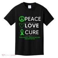Green Ribbon Peace Cure Traumatic Brain Injury Awareness Kids T-Shirt thumb 0