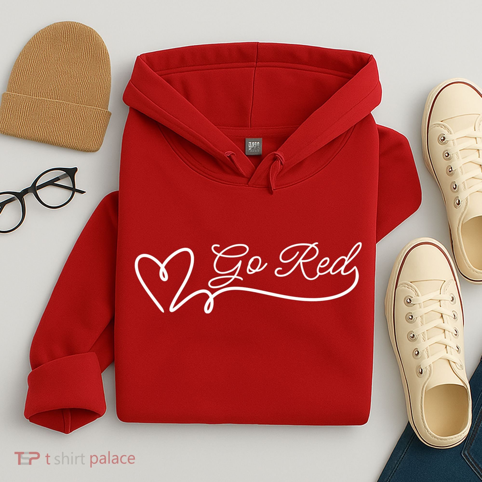 Go Red Pulse Heart Disease Awareness Hoodie
