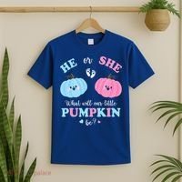 Gender Reveal Party Cute Pumpkin Baby Shower Mom and Dad T-Shirt thumb 2
