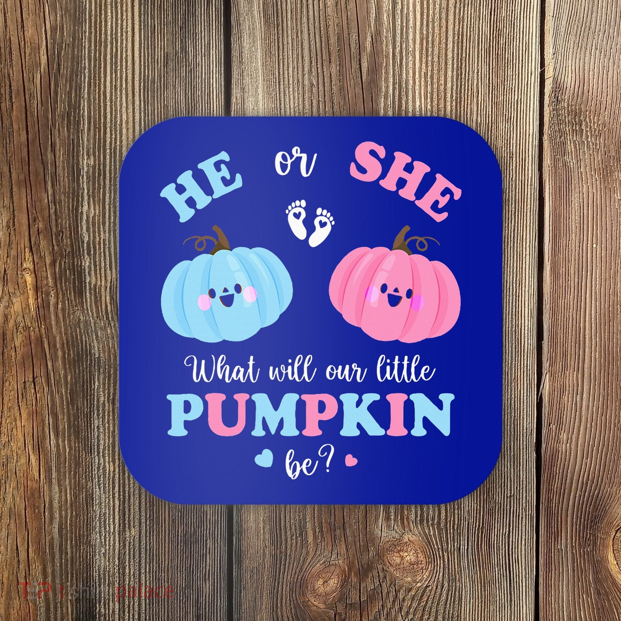 Gender Reveal Party Cute Pumpkin Baby Shower Mom and Dad Coaster