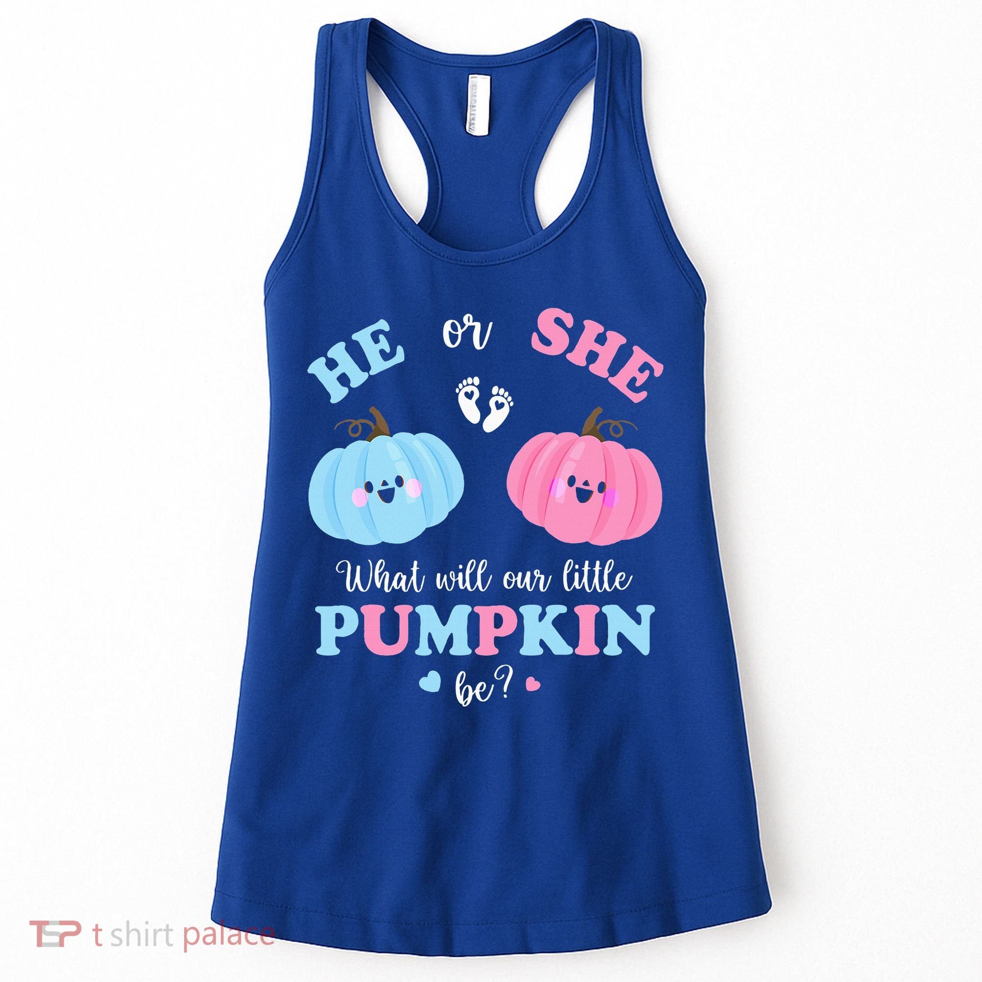 Gender Reveal Party Cute Pumpkin Baby Shower Mom and Dad Women's Tank Top