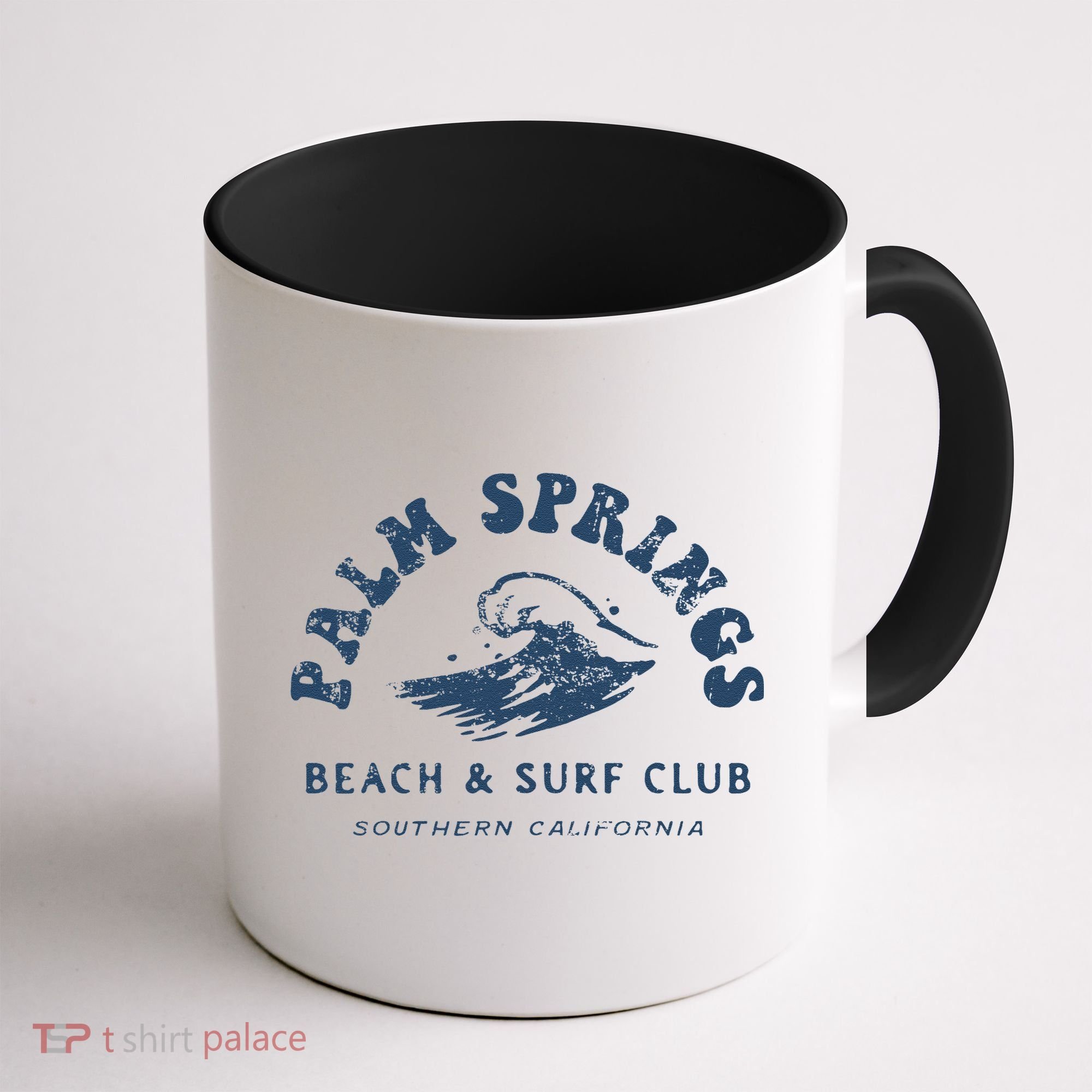 Groovy Retro Palm Springs Beach Surf Club Summer Vacations Coffee Mug