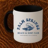 Groovy Retro Palm Springs Beach Surf Club Summer Vacations Coffee Mug thumb 2