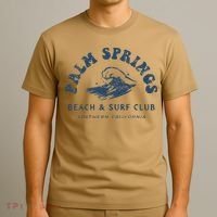 Groovy Retro Palm Springs Beach Surf Club Summer Vacations T-Shirt thumb 3