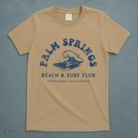 Groovy Retro Palm Springs Beach Surf Club Summer Vacations T-Shirt thumb 5