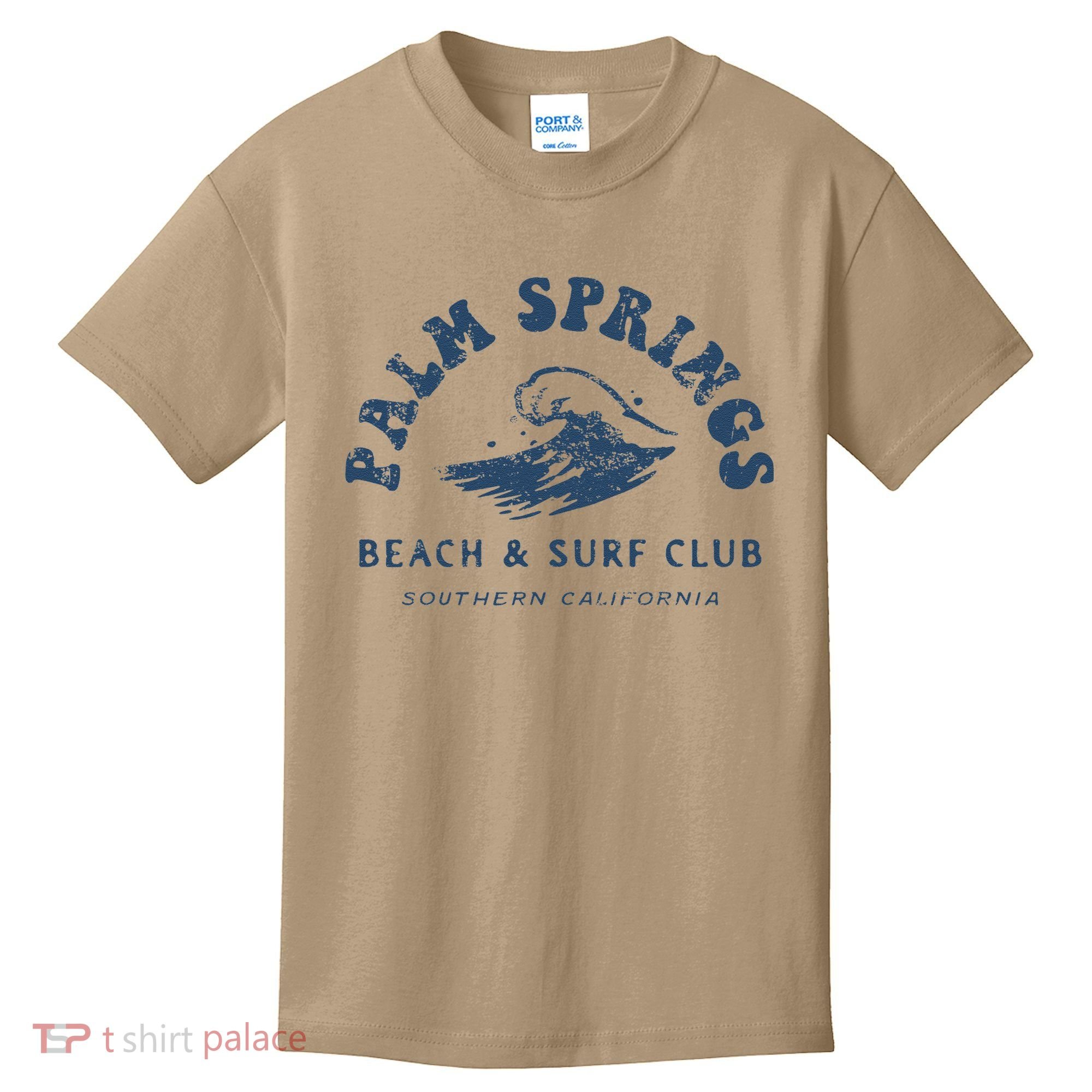 Groovy Retro Palm Springs Beach Surf Club Summer Vacations Kids T-Shirt