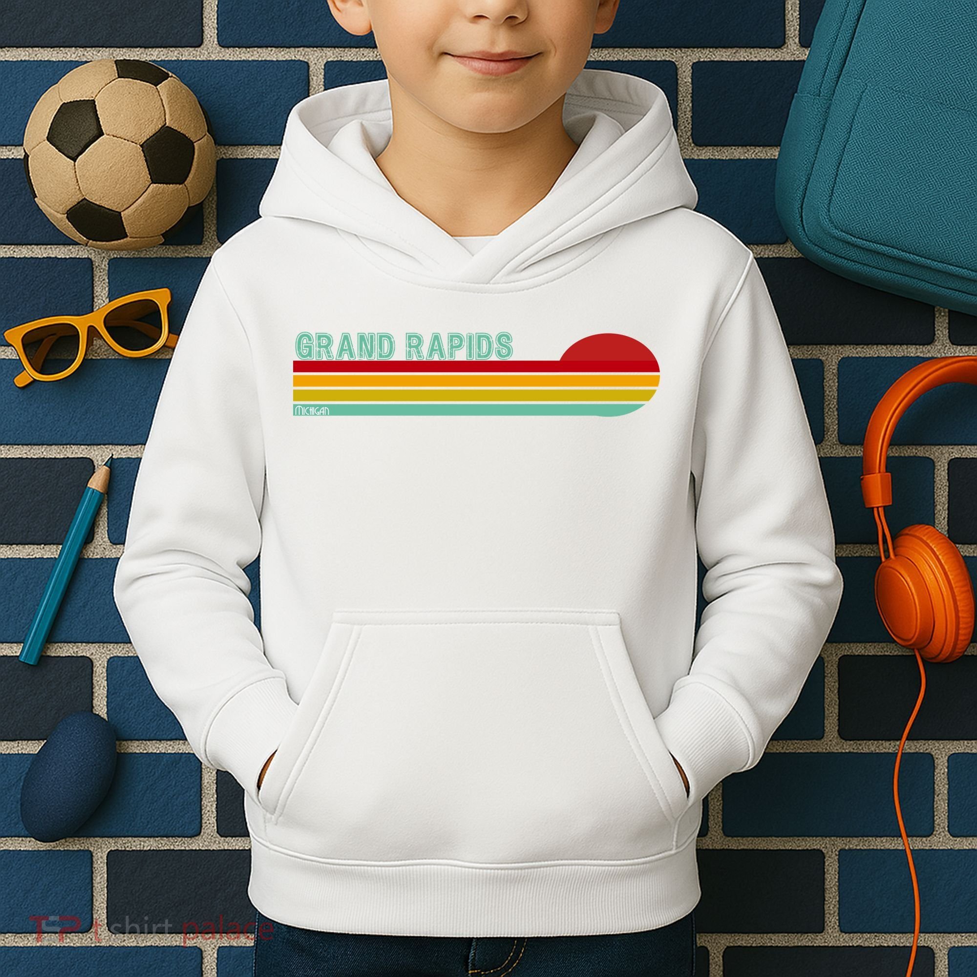 Grand Rapids Retro Michigan Kids Hoodie