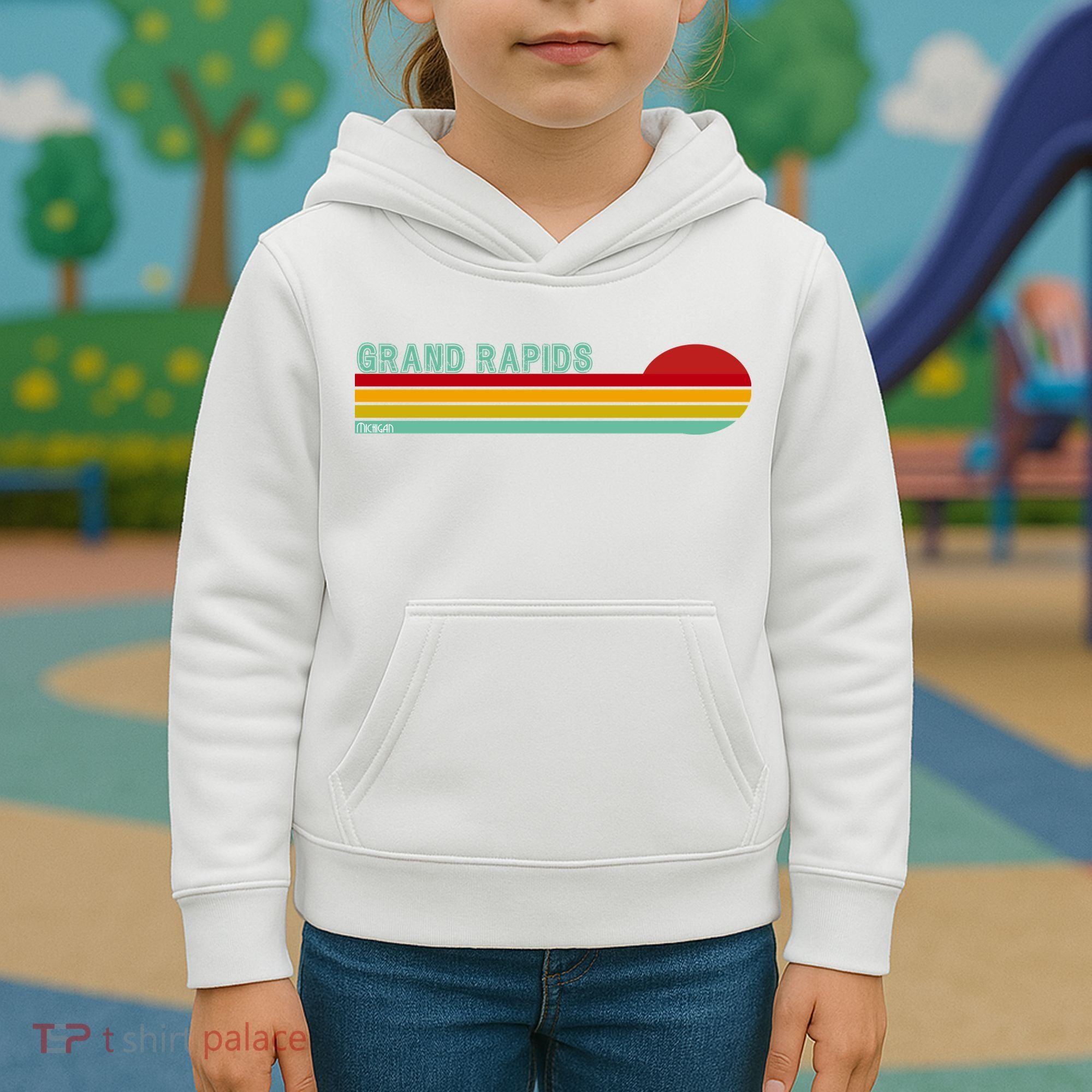 Grand Rapids Retro Michigan Kids Hoodie