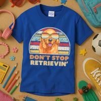 Golden Retriever Retro Dont Stop Retrievin Cool Gift Kids T-Shirt thumb 3