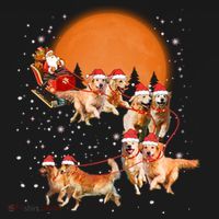 Golden Retriever Reindeer Santa Sleigh Christmas Dog Lover Gift Women's Hoodie thumb 2