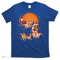 Golden Retriever Reindeer Santa Sleigh Christmas Dog Lover Gift T-Shirt thumb 0