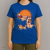 Golden Retriever Reindeer Santa Sleigh Christmas Dog Lover Gift T-Shirt thumb 4