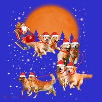 Golden Retriever Reindeer Santa Sleigh Christmas Dog Lover Gift T-Shirt thumb 7