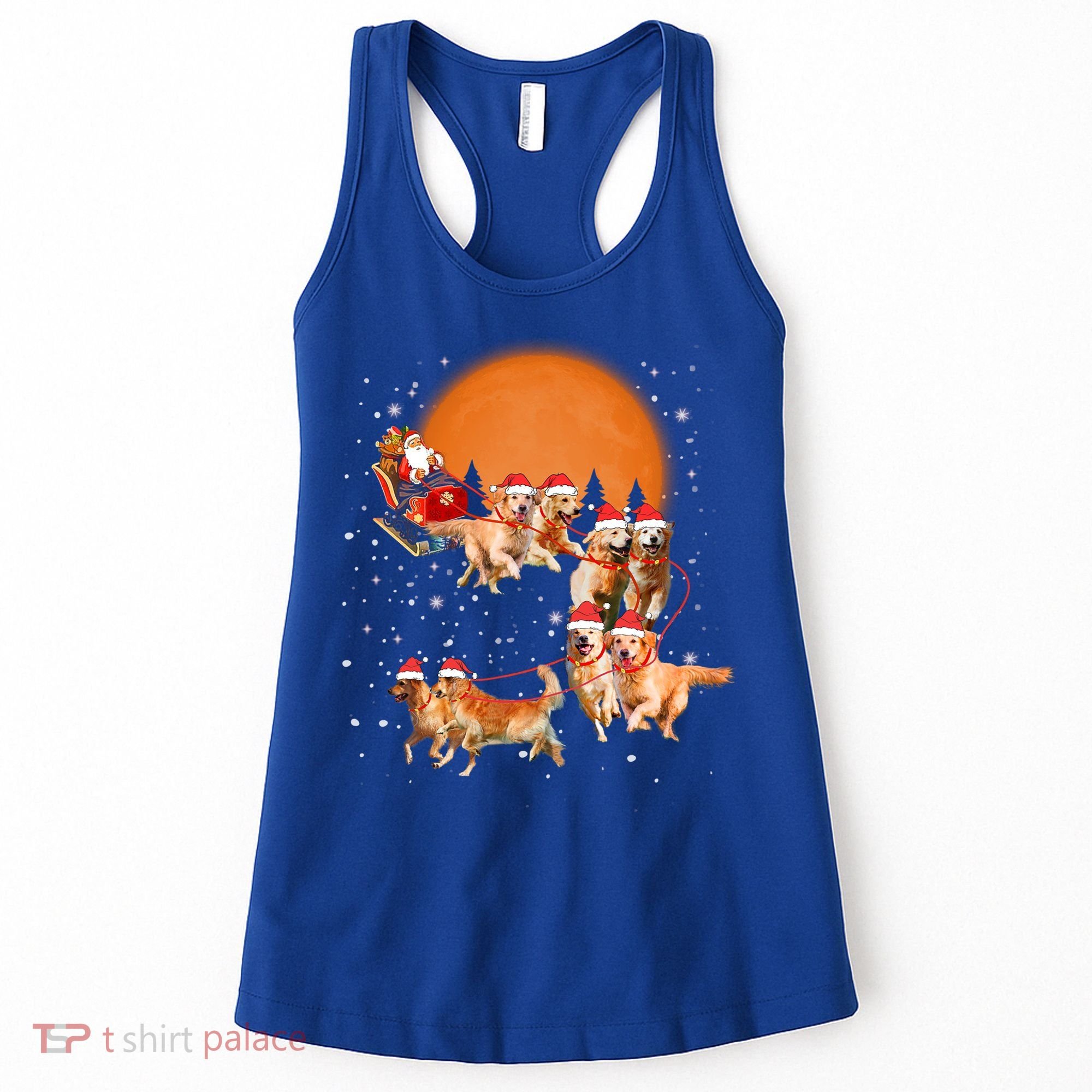 Golden Retriever Reindeer Santa Sleigh Christmas Dog Lover Gift Women's Tank Top