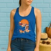 Golden Retriever Reindeer Santa Sleigh Christmas Dog Lover Gift Women's Tank Top thumb 2