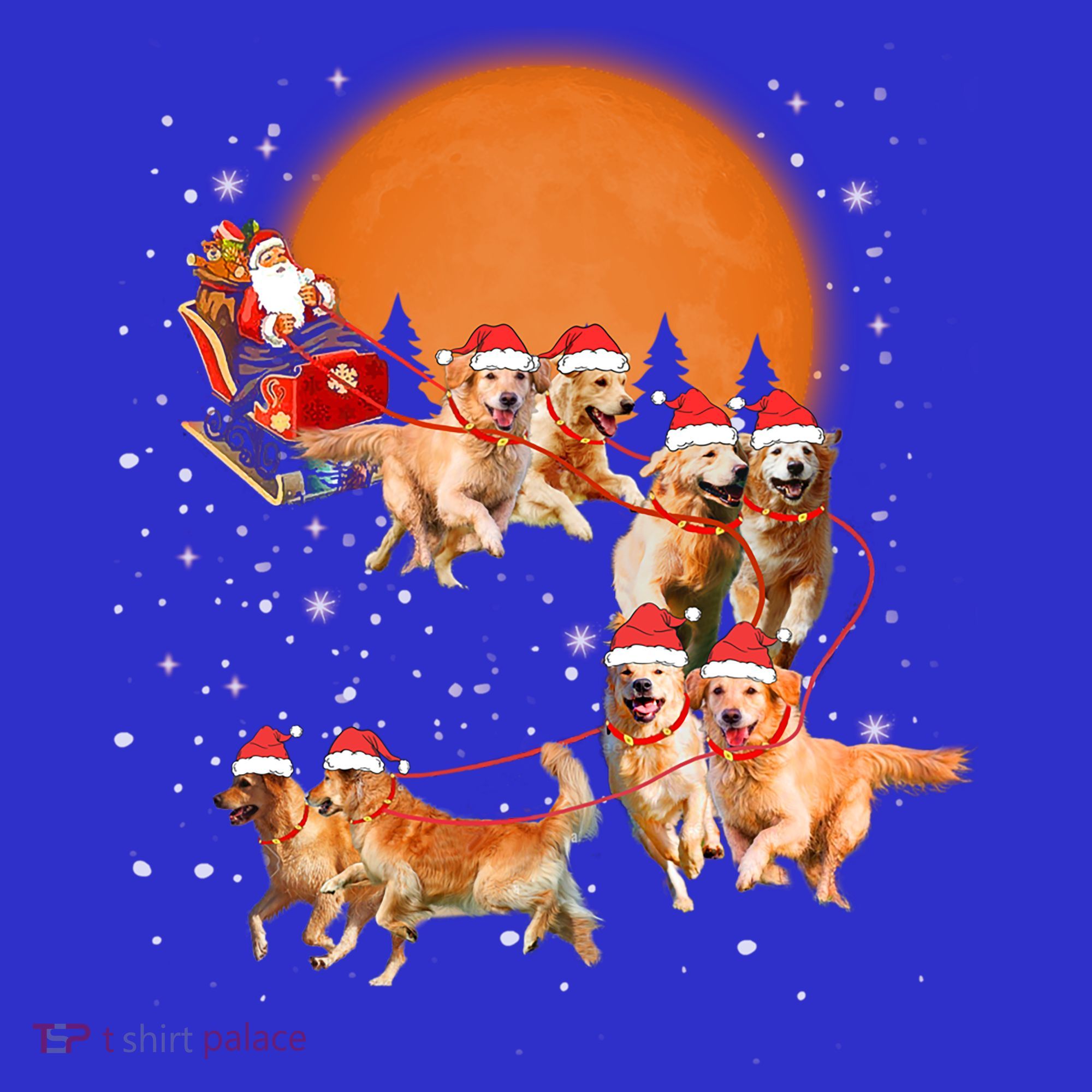 Golden Retriever Reindeer Santa Sleigh Christmas Dog Lover Gift Women's Tank Top