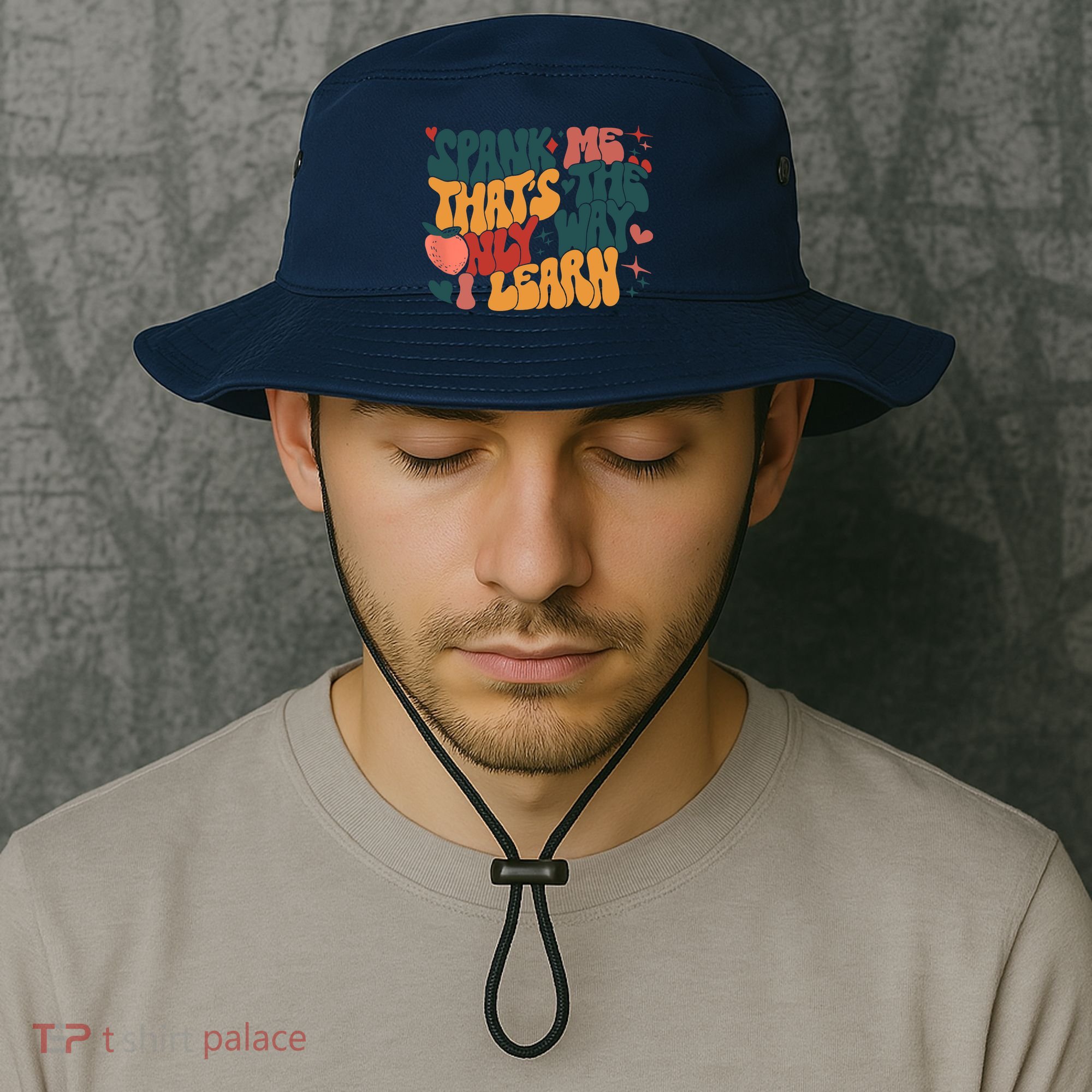Groovy Retro Spank Me That's The Only Way I Learn (On Back) Bucket Hat