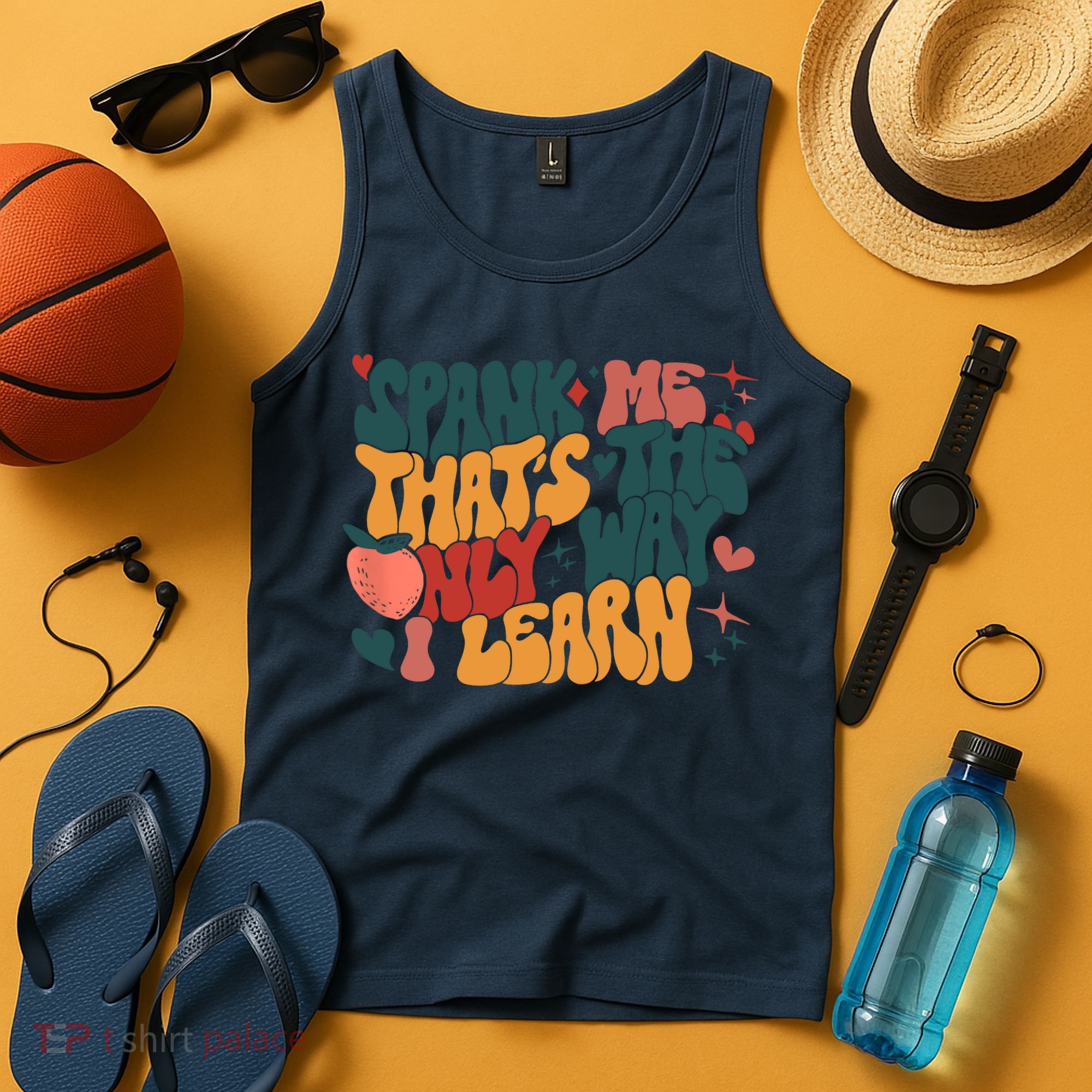 Groovy Retro Spank Me That's The Only Way I Learn (On Back) Tank Top
