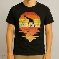 Giraffe Retro Sunset 70s Vintage Giraffe T-Shirt thumb 3