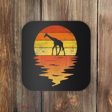 Giraffe Retro Sunset 70s Vintage Giraffe Coaster