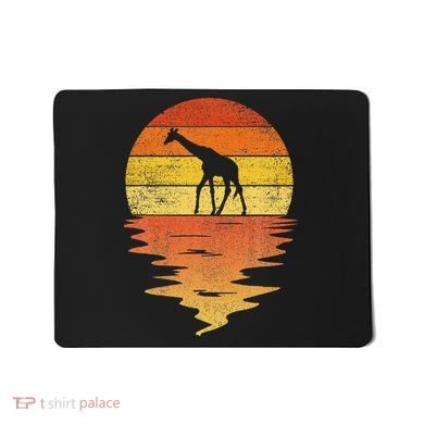 Giraffe Retro Sunset 70s Vintage Giraffe Mousepad