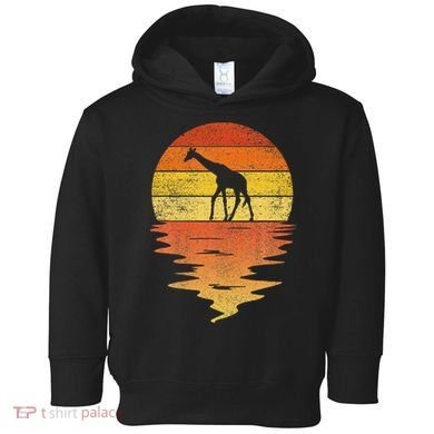 Giraffe Retro Sunset 70s Vintage Giraffe Toddler Hoodie