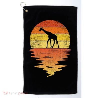 Giraffe Retro Sunset 70s Vintage Giraffe Golf Towel