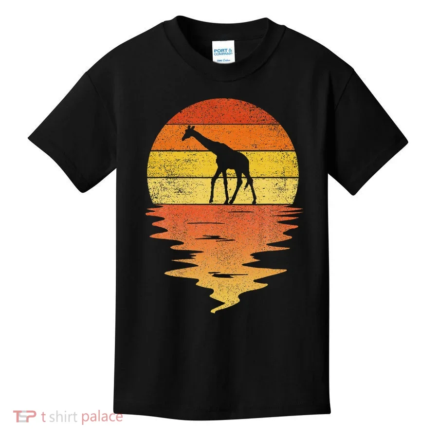 Giraffe Retro Sunset 70s Vintage Giraffe Kids T-Shirt