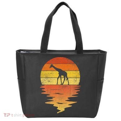 Giraffe Retro Sunset 70s Vintage Giraffe Tote Bag