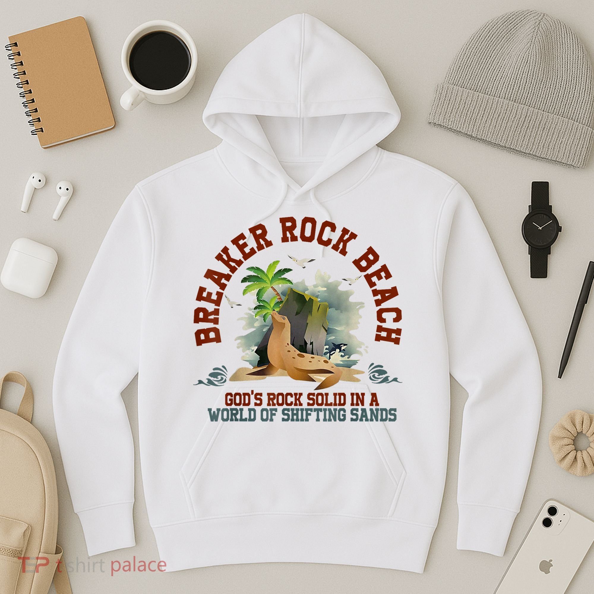 GodS Rock Solid Breaker Rock Beach Vbs 2024 Christian Hoodie