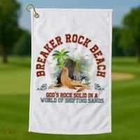 GodS Rock Solid Breaker Rock Beach Vbs 2024 Christian Golf Towel thumb 1