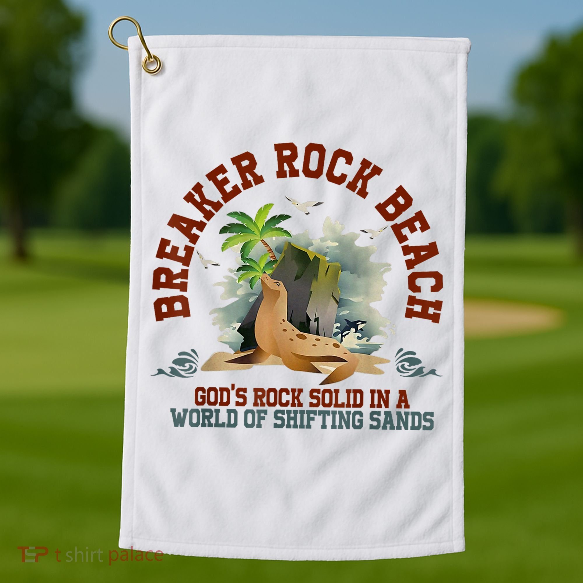 GodS Rock Solid Breaker Rock Beach Vbs 2024 Christian Golf Towel