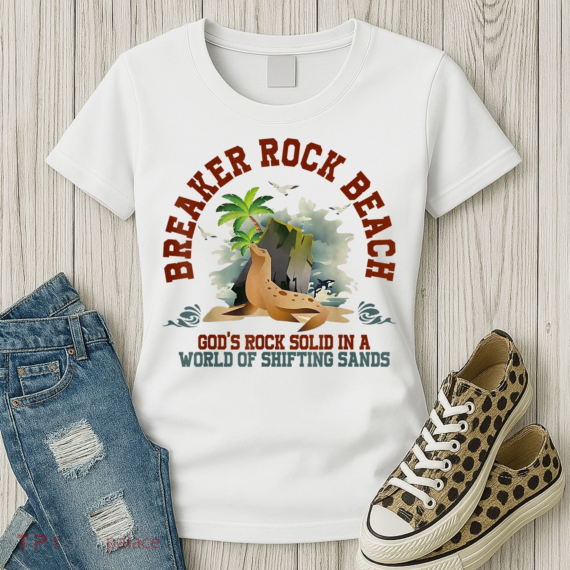 GodS Rock Solid Breaker Rock Beach Vbs 2024 Christian Women's T-Shirt
