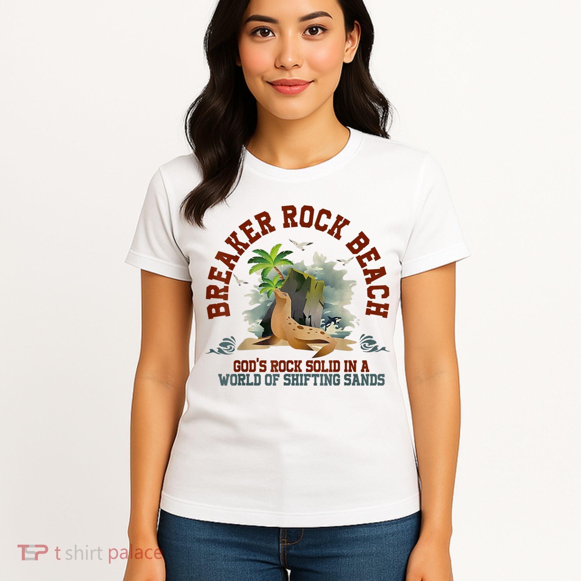 GodS Rock Solid Breaker Rock Beach Vbs 2024 Christian Women's T-Shirt