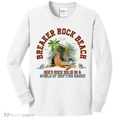 GodS Rock Solid Breaker Rock Beach Vbs 2024 Christian Kids Long Sleeve Shirt