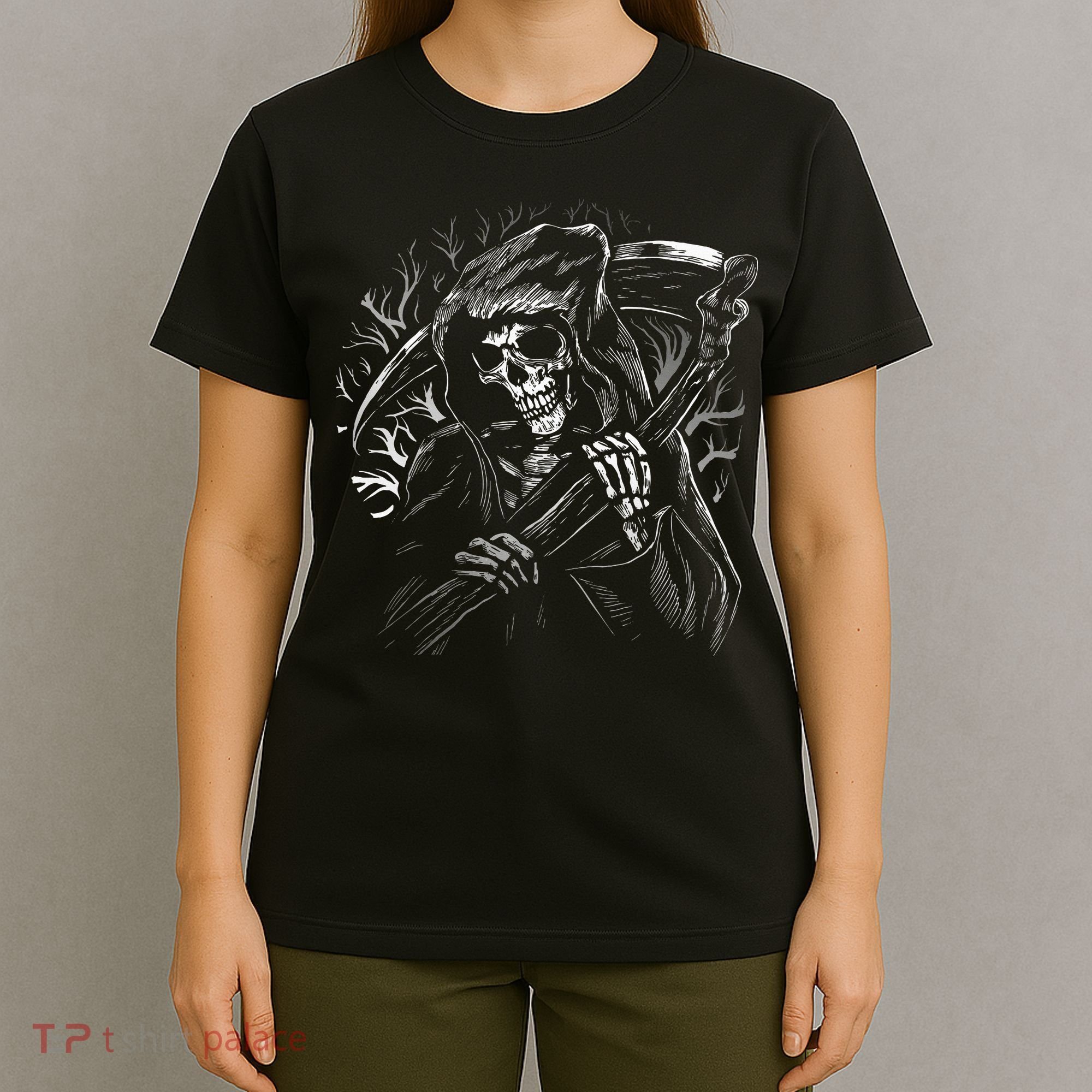 Grim Reaper Skull Death Scythe Dead Gothic Horror T-Shirt