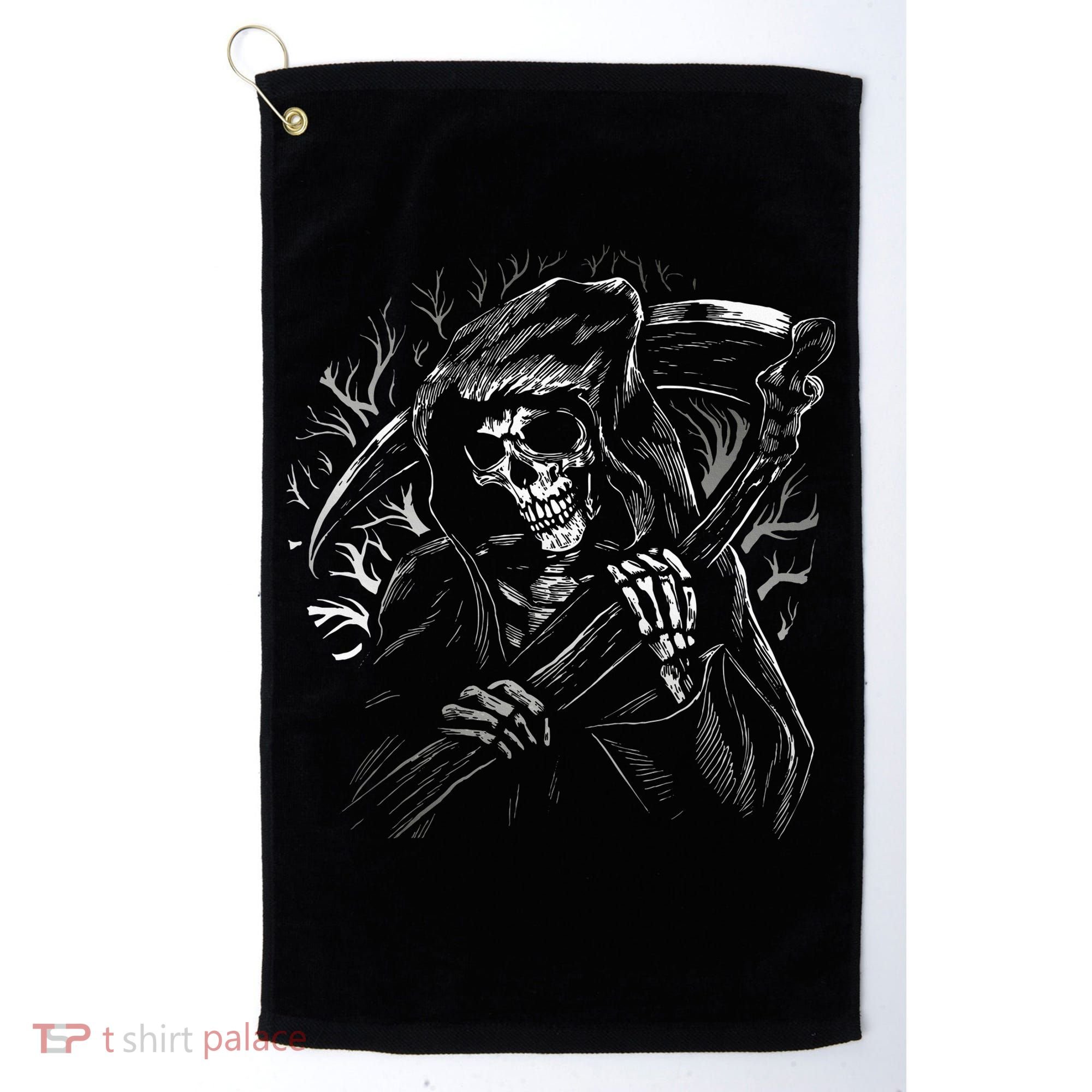Grim Reaper Skull Death Scythe Dead Gothic Horror Golf Towel