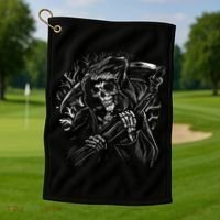 Grim Reaper Skull Death Scythe Dead Gothic Horror Golf Towel thumb 1
