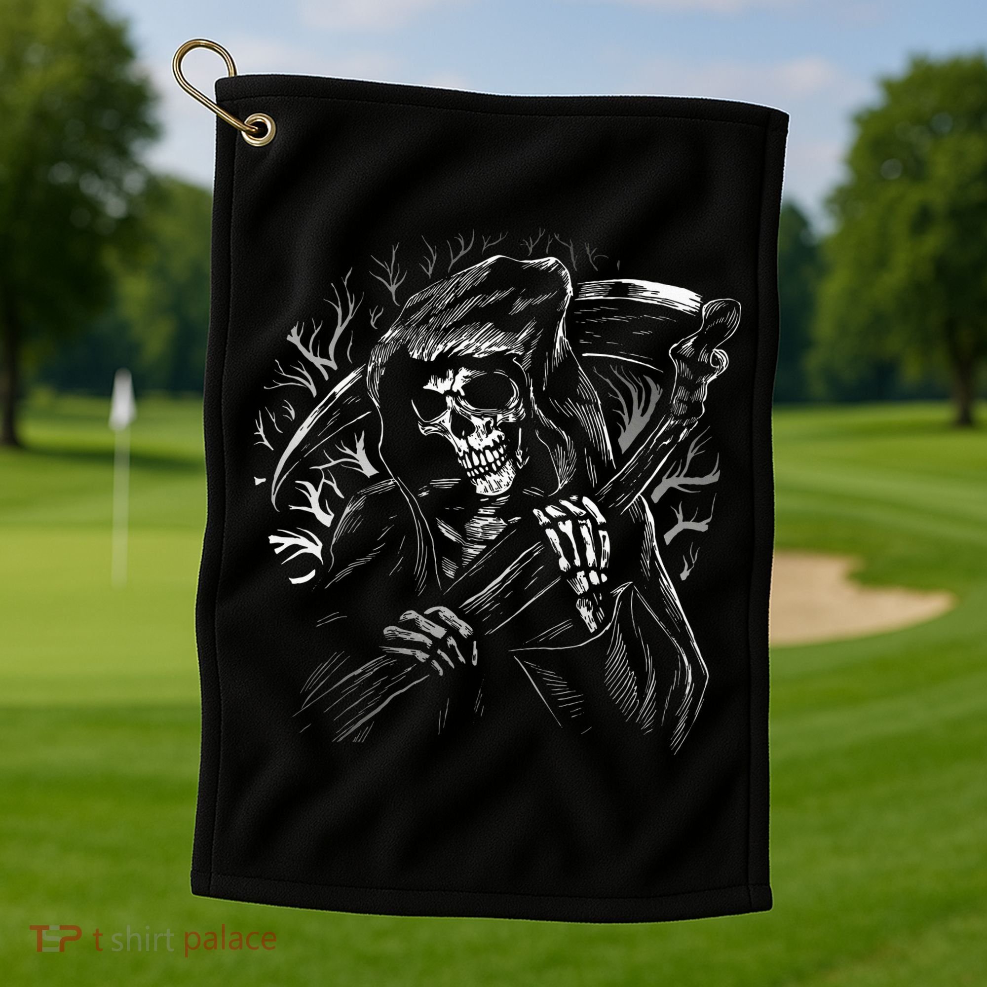 Grim Reaper Skull Death Scythe Dead Gothic Horror Golf Towel
