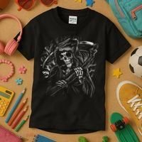 Grim Reaper Skull Death Scythe Dead Gothic Horror Kids T-Shirt thumb 3