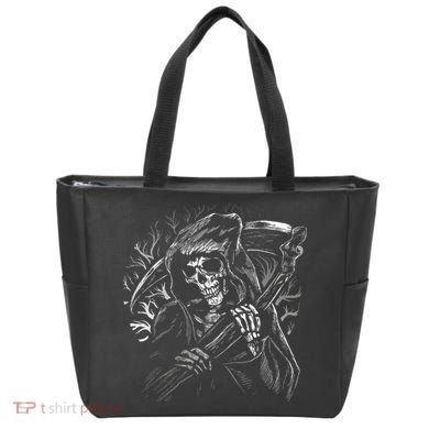 Grim Reaper Skull Death Scythe Dead Gothic Horror Tote Bag